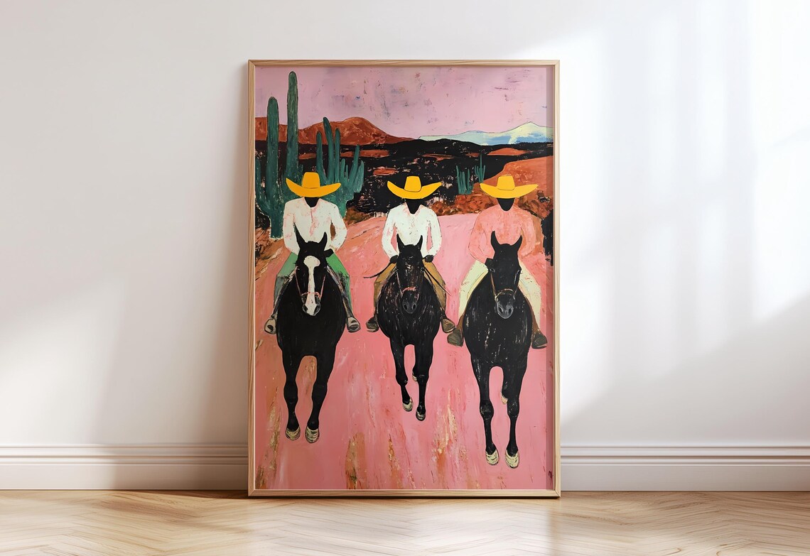 Southwestern Cowboys Abstract Western Horse Art Print