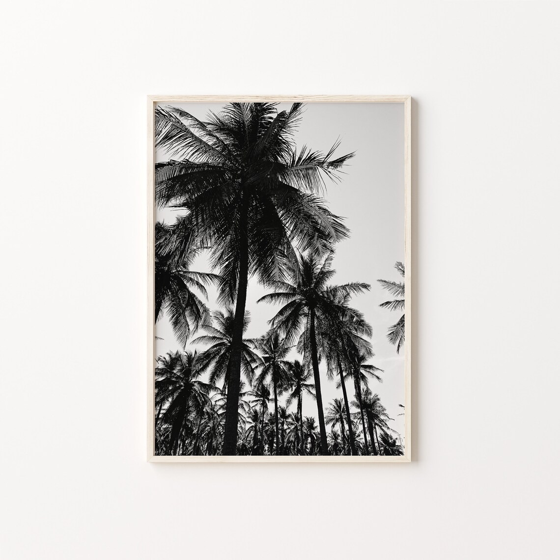 Black And White Tropical Palm Trees Print Bw Beach Photography Poster Wall Art