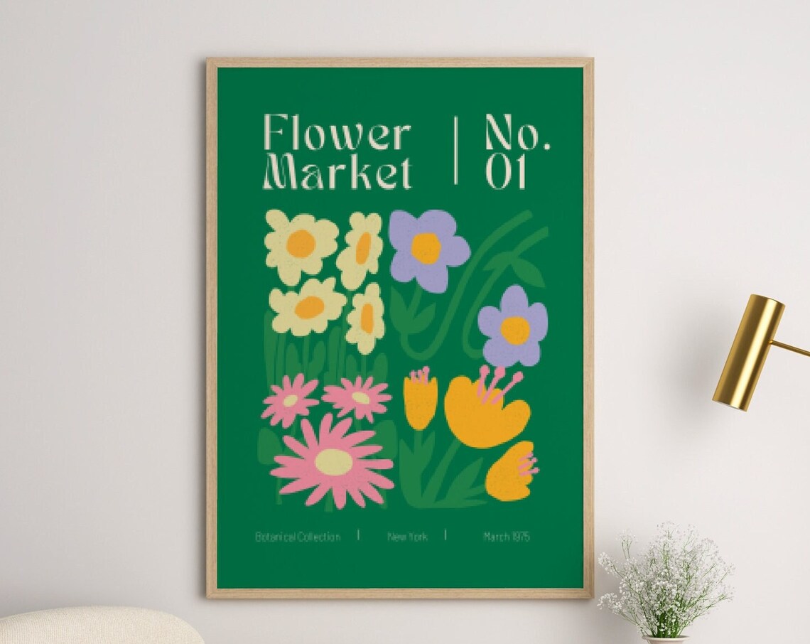Flower Market New York Poster, Dorm Room Decor