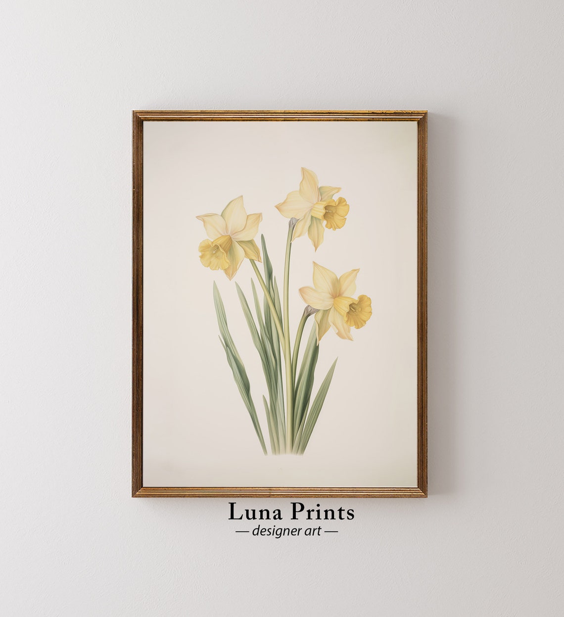 Spring Yellow Daffodils Vintage Botanical Flower Illustration Poster