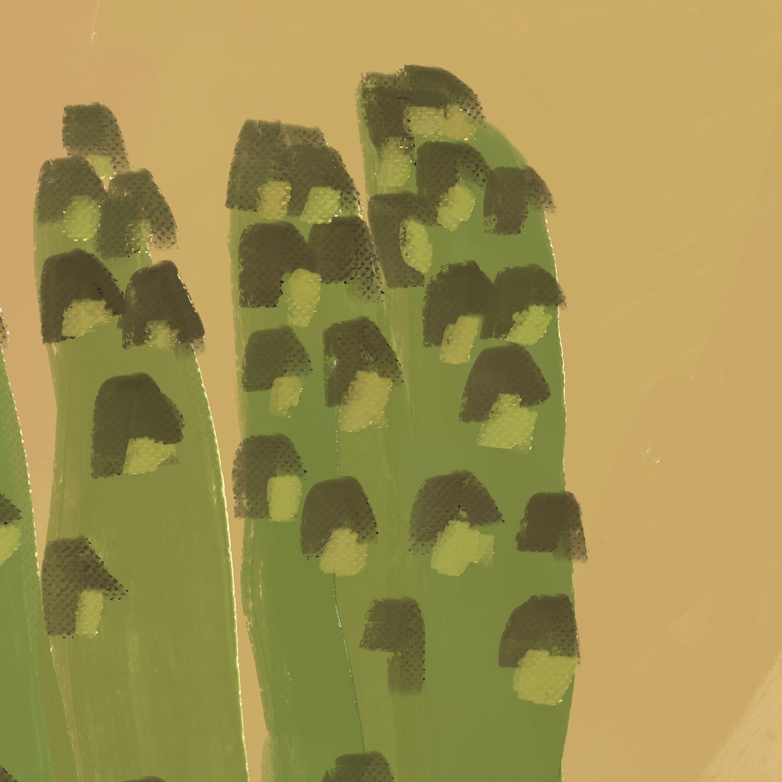 Green Asparagus Bundle Minimalist Beige Vegetable Kitchen Poster - Image 2