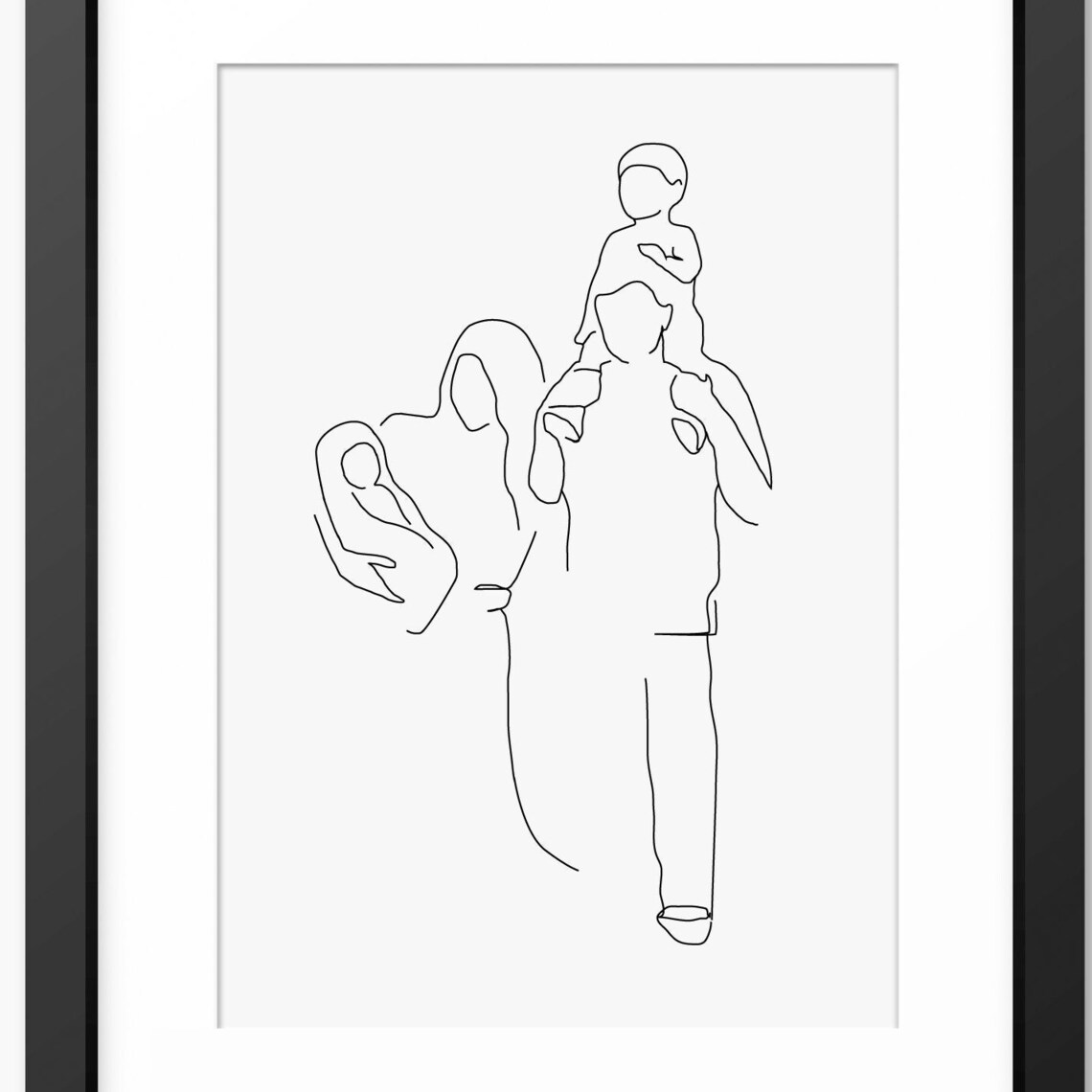 Parents Walking With Their Baby and Child on Shoulders Poster