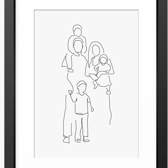 Family Print Family Wall Art Family Illustration Family Drawing Family Line Art Family Wall Art Family Gift Fathers Day Print Mum
