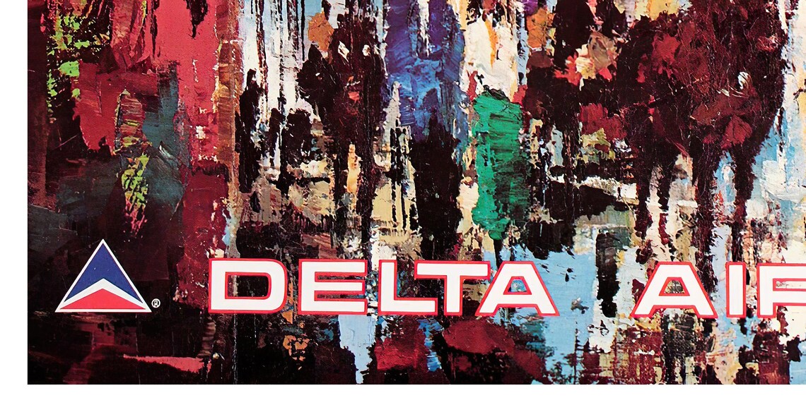 New Orleans Delta Air Lines Vintage French Quarter Street Art Poster - Image 2