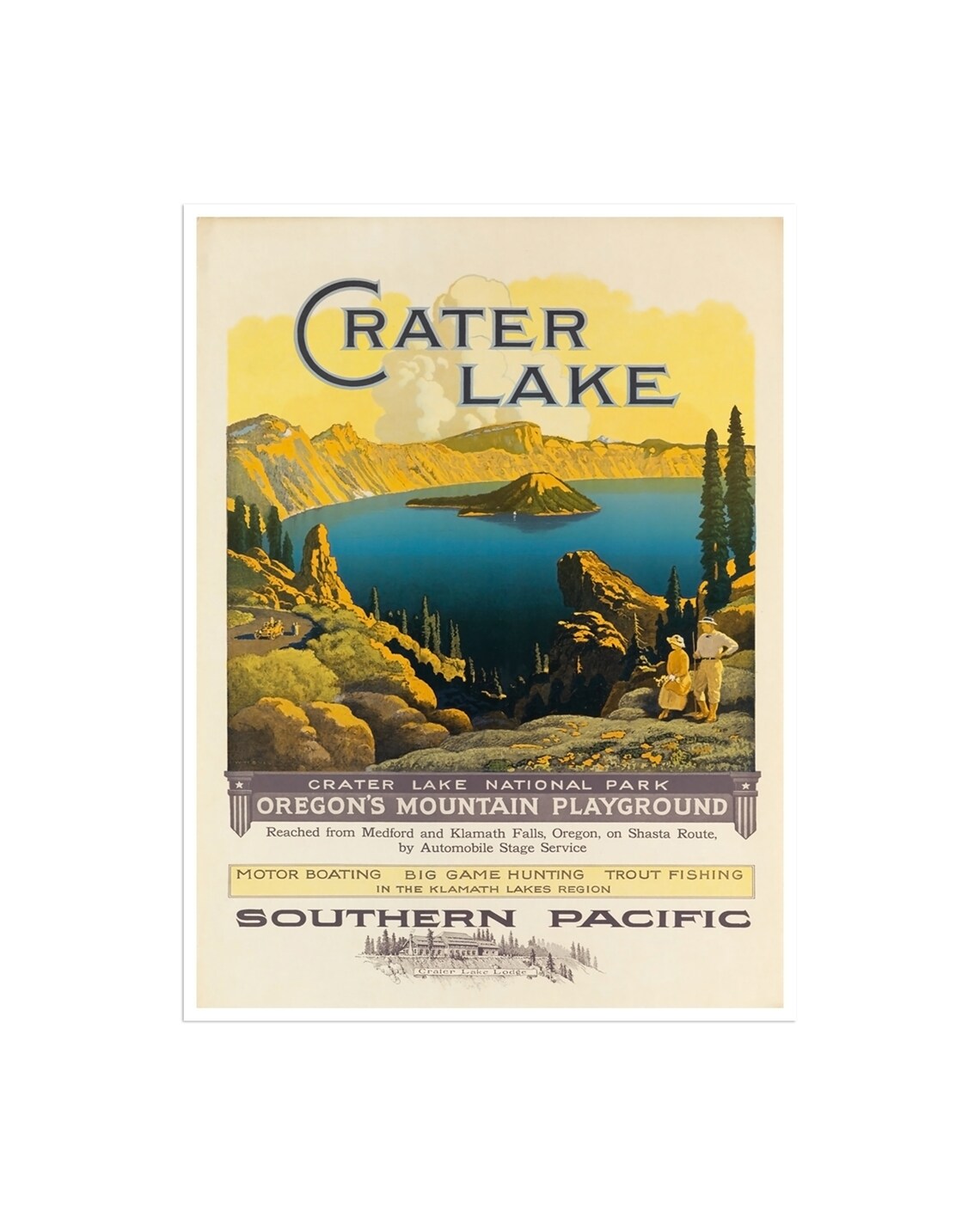 Crater Lake Travel Poster, Oregon National Park