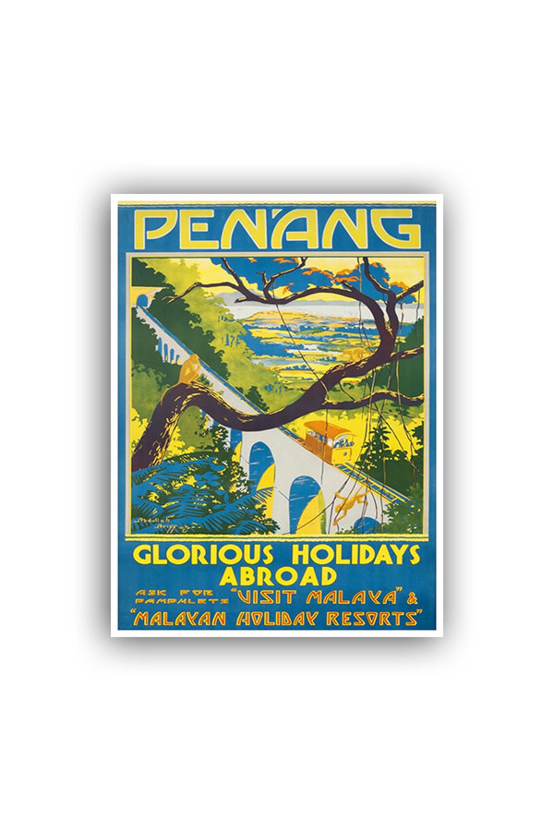Penang Malaysia Travel Poster, Asian Travel Poster