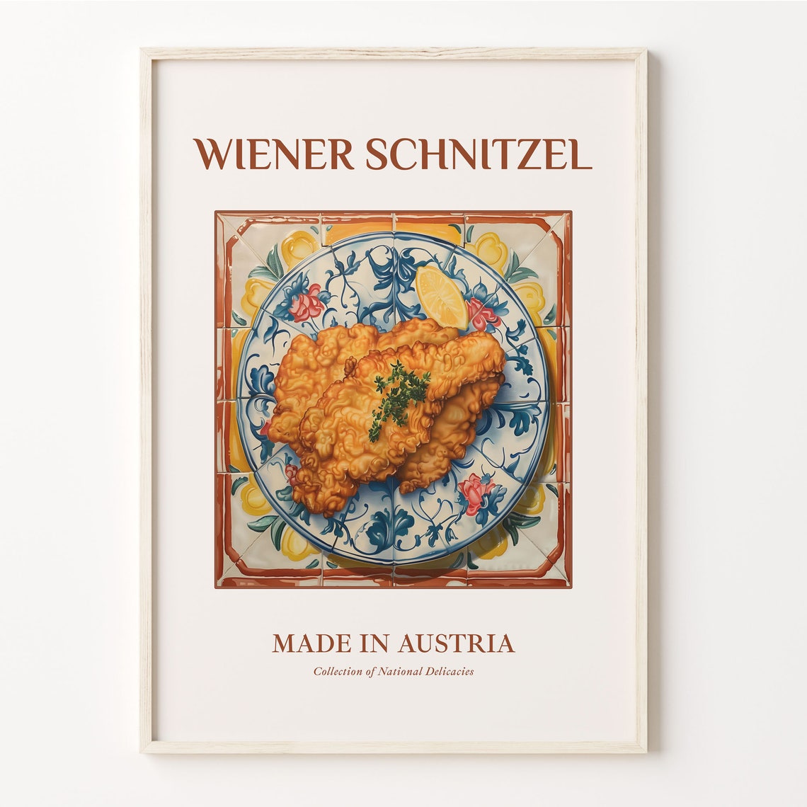 Wiener Schnitzel Austrian Plate Maiolica Tile Kitchen Poster