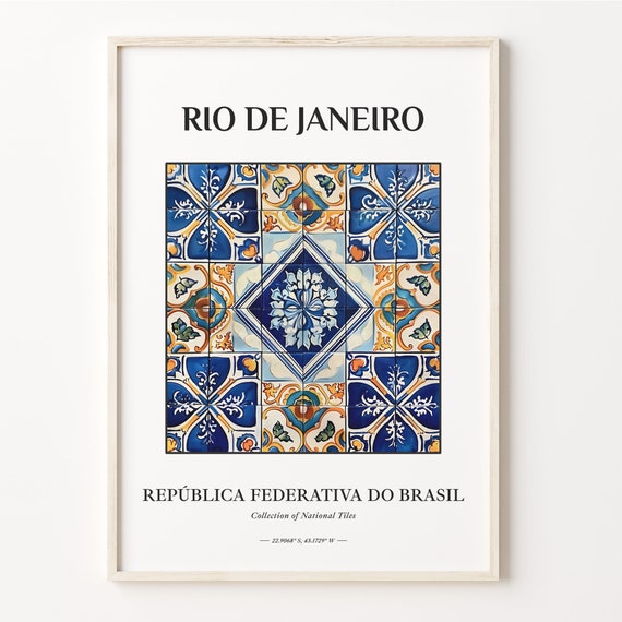 Rio De Janeiro Tile Art Print Aesthetic Wall Dcor Traditional Brazilian Poster Kitchen Wall Art C32 247