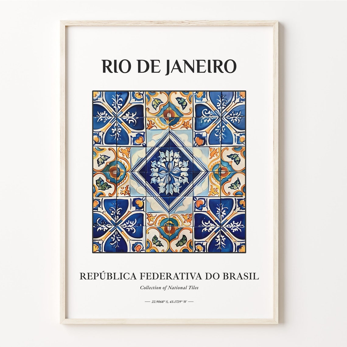Rio De Janeiro Tile Art Print Aesthetic Wall Dcor Traditional Brazilian Poster Kitchen Wall Art C32 247