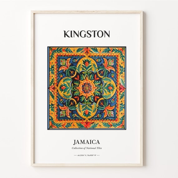 Kingston Jamaica Wall Art Minimalist Tile Print Aesthetic Living Room Decor Traditional Poster C32 468