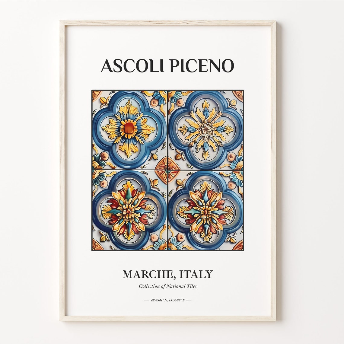 Ascoli Piceno Marche Italy Blue Floral Tile Pattern Art Poster