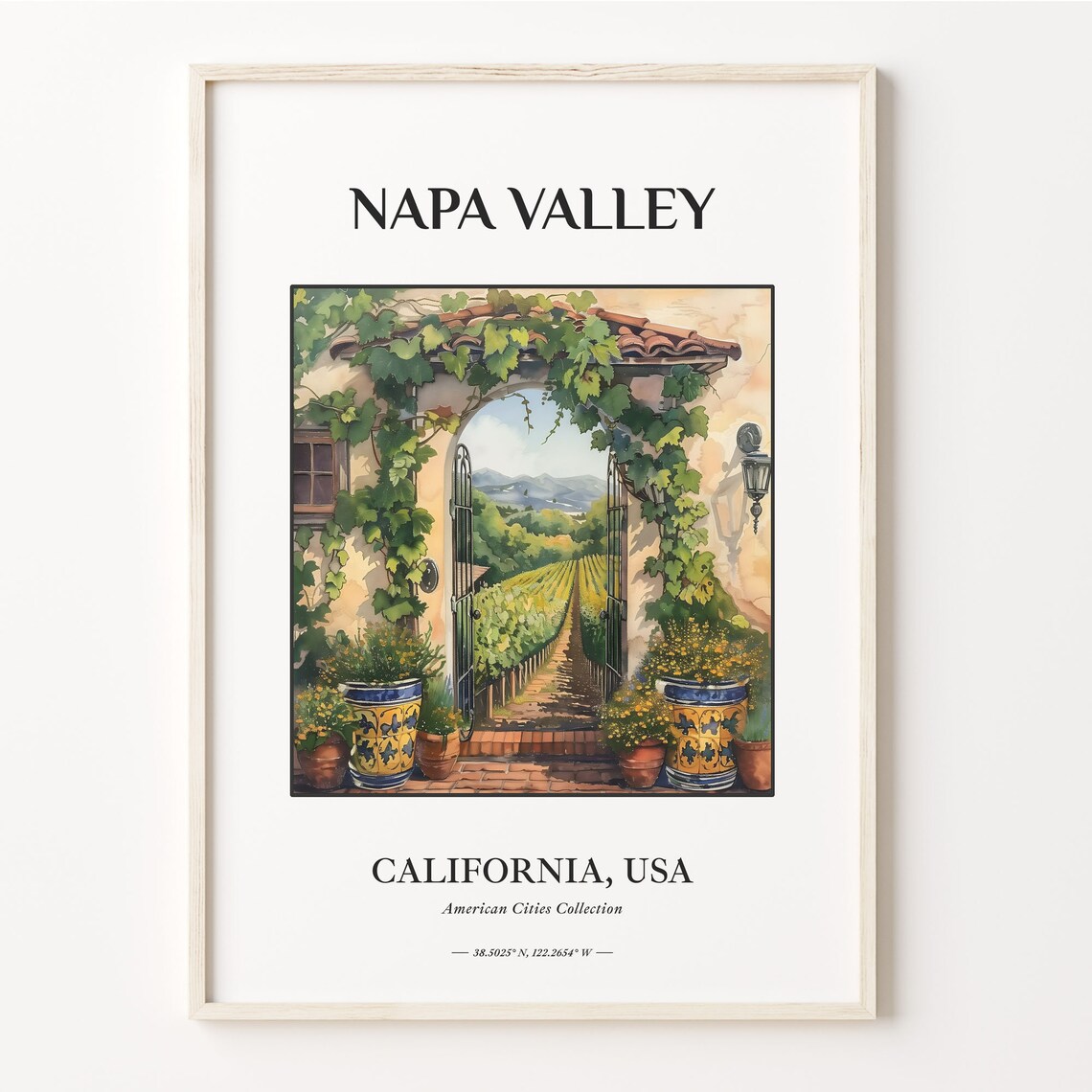 Napa Valley California Wine Vineyard Gate Arch Vines Art Poster