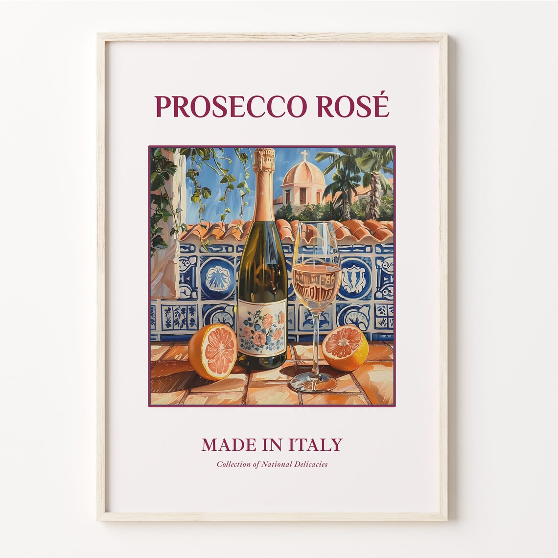 Prosecco Rose Italian Sparkling Wine Villa Maiolica Art Poster