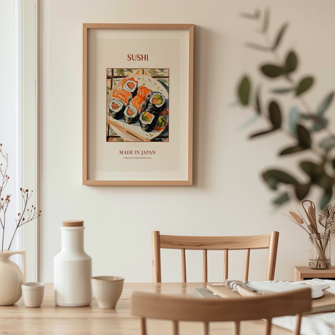 Sushi Japanese Salmon Avocado Rolls Chopsticks Kitchen Decor Poster - Image 3