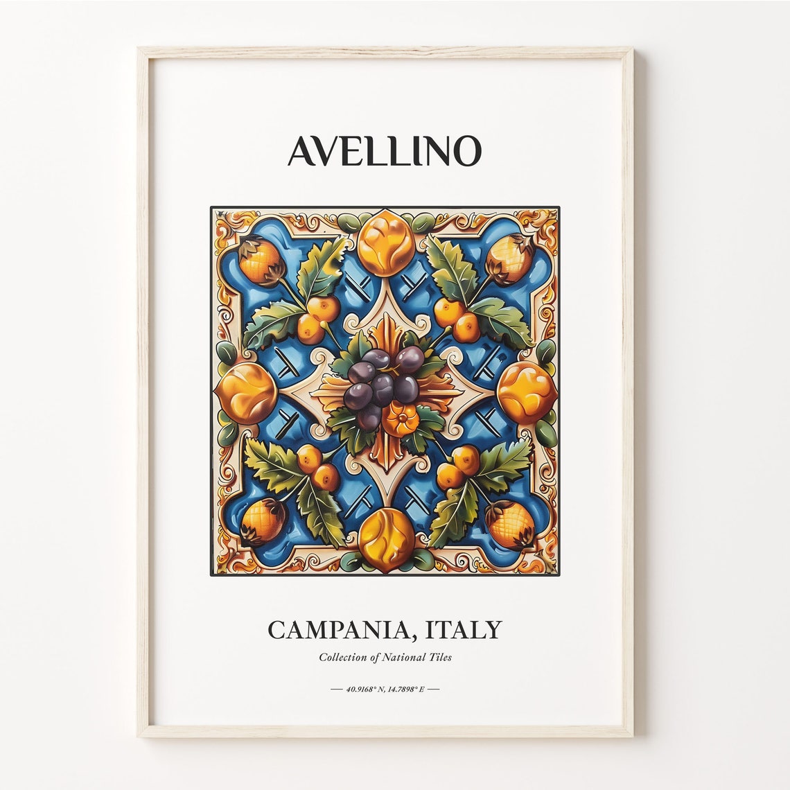 Avellino Campania Italy Fruit Traditional Tile Pattern Poster