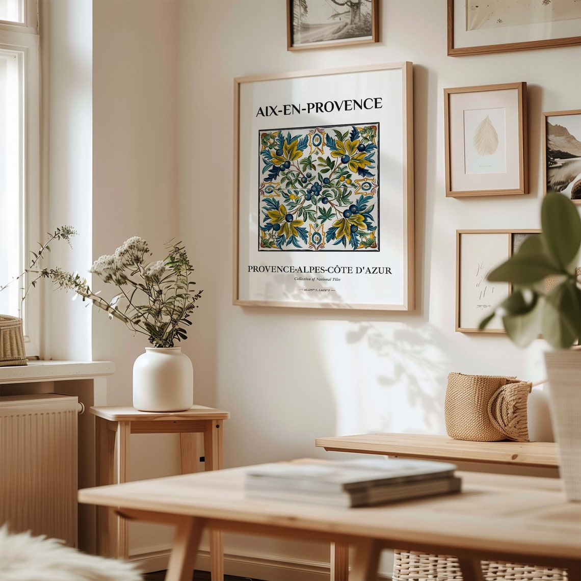 Aix-En-Provence France Olive Branch Botanical Tile Pattern Poster - Image 2