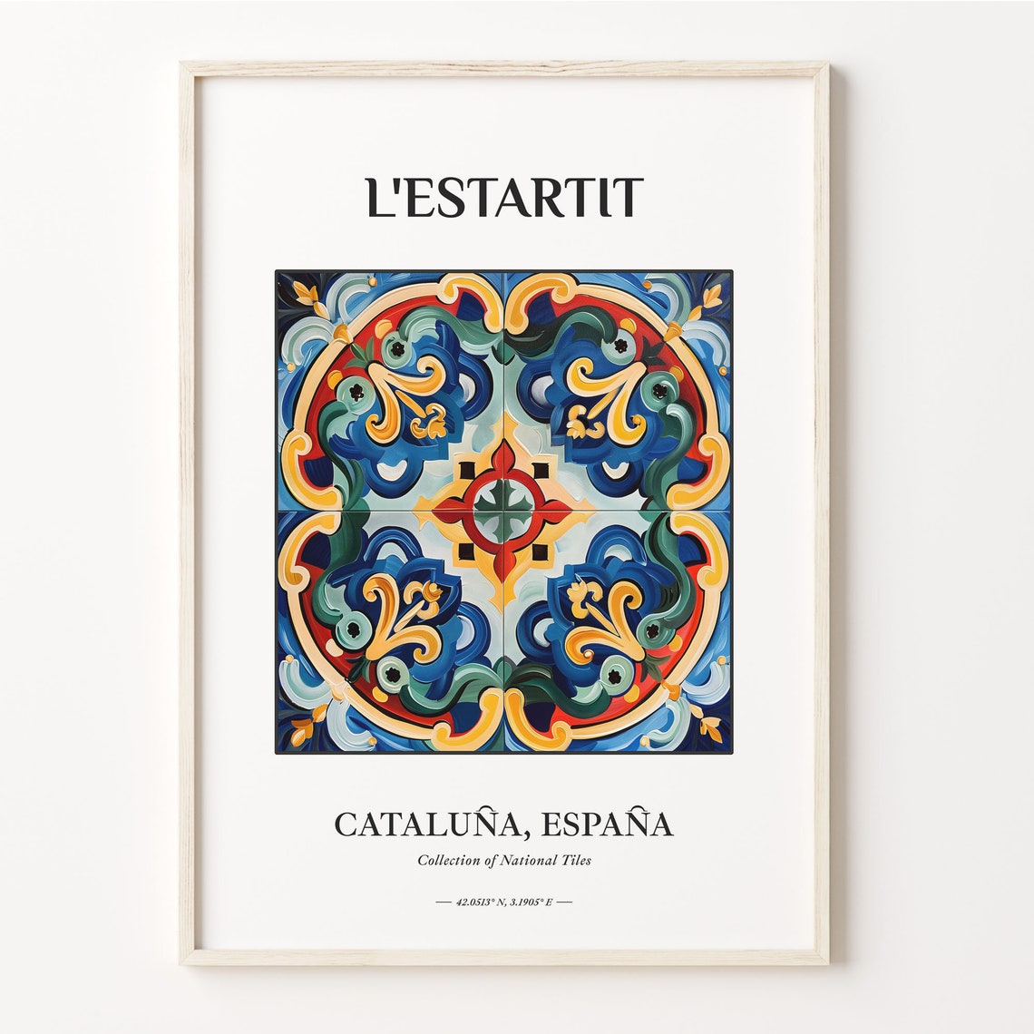 L'Estartit Cataluna Espana Red Blue Gold Bold Tile Art Wall Poster