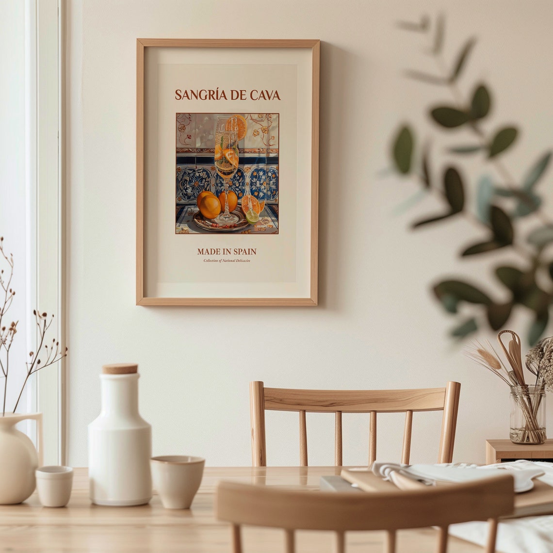 Sangria de Cava Spanish Drink Print with Blue Azulejo Tile Art - Image 3