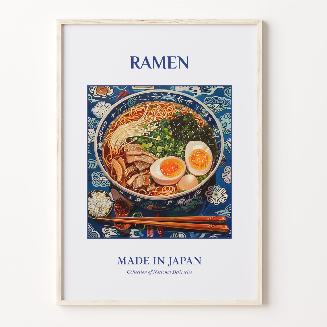 Ramen Japanese Noodle Bowl Maiolica Tile Style Kitchen Poster