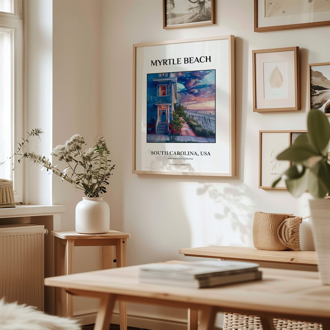 Myrtle Beach South Carolina Sunset Watercolor Travel Wall Poster - Image 2