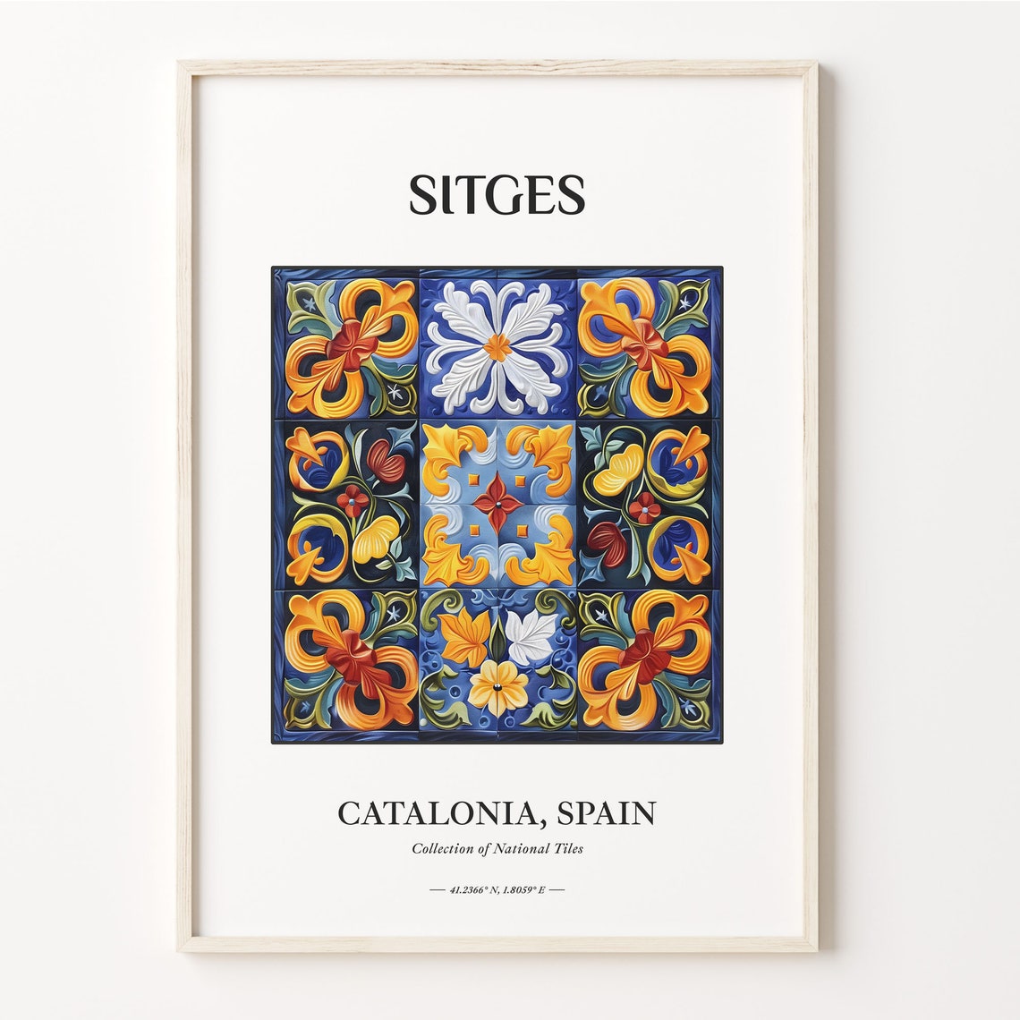 Sitges Catalonia Spain Nine Square Floral Tile Grid Art Poster