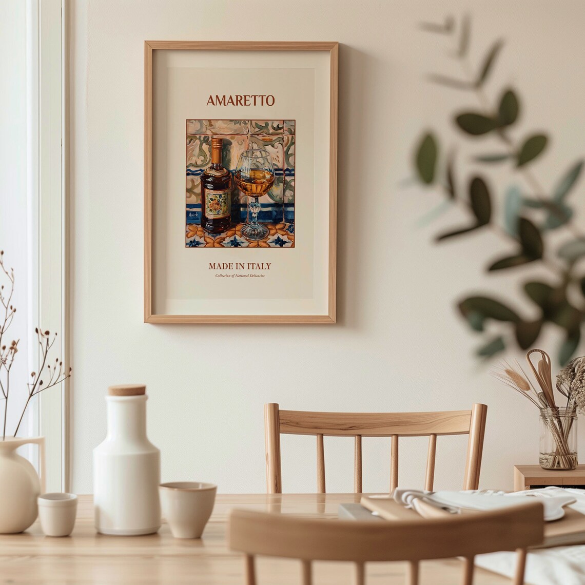 Amaretto Italian Almond Liqueur Bottle Maiolica Bar Wall Poster - Image 3