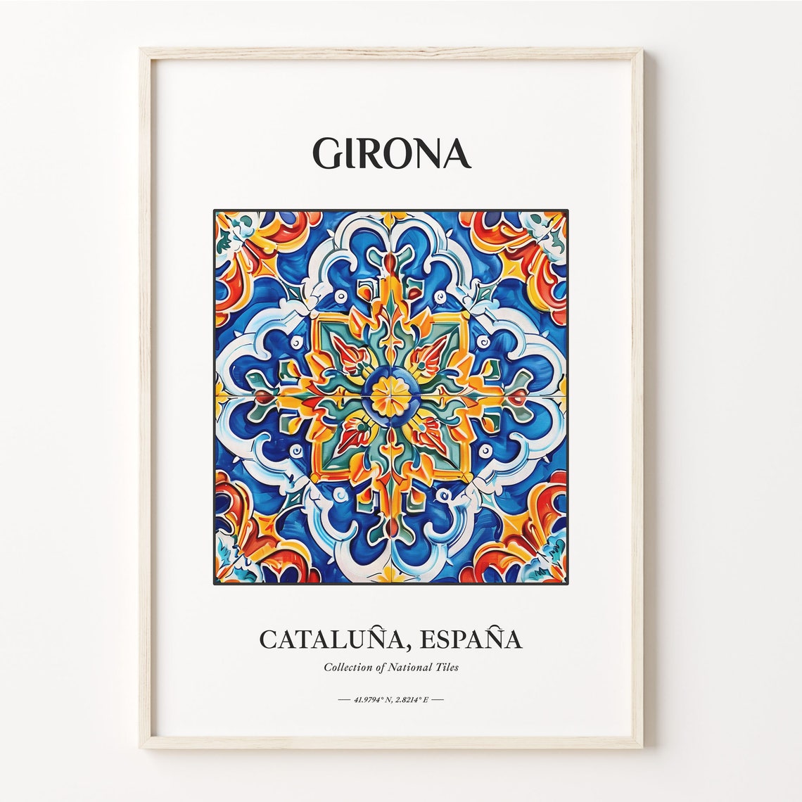 Girona Spain Catalonia Colorful Ceramic Tile Starburst Art Poster