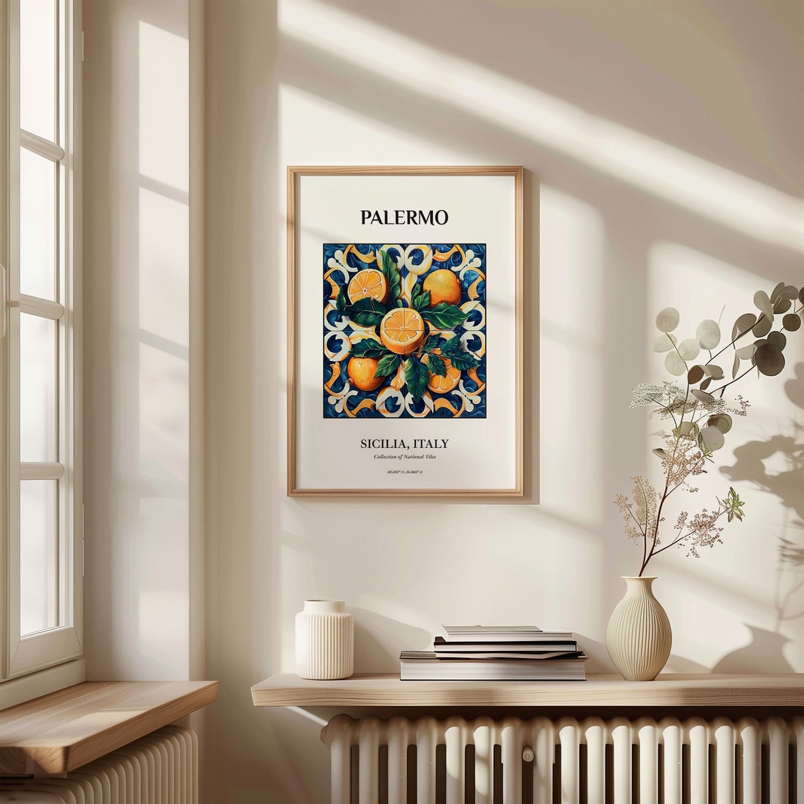 Palermo Sicily Italy Citrus Orange Tile Pattern Decor Art Poster - Image 3
