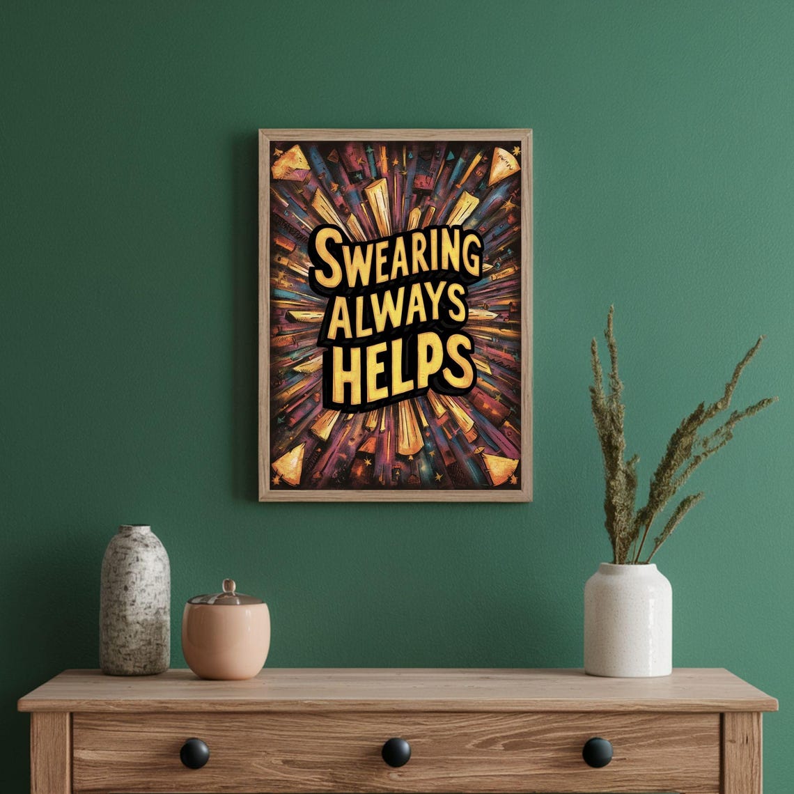 Swearing Always Helps Bold Retro Comic Style Funny Quote Poster - Image 3