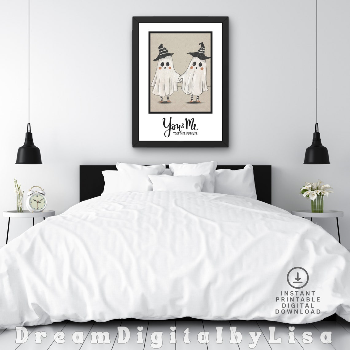 You And Me Together Forever Cute Ghost Couple Halloween Poster - Image 2