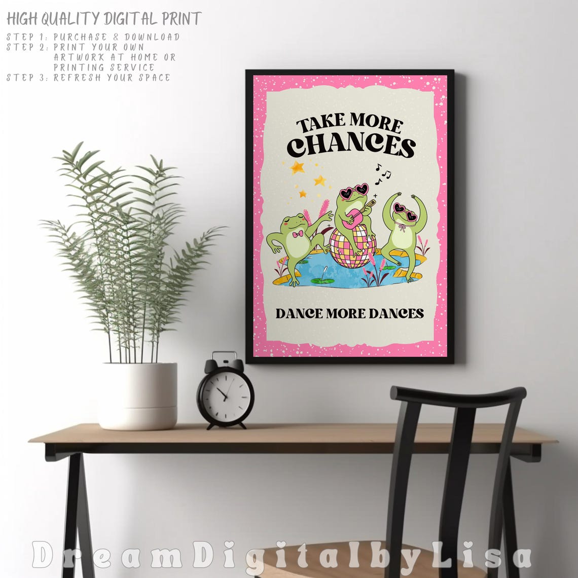 Take More Chances Dance More Dances Groovy Frog Disco Poster - Image 2