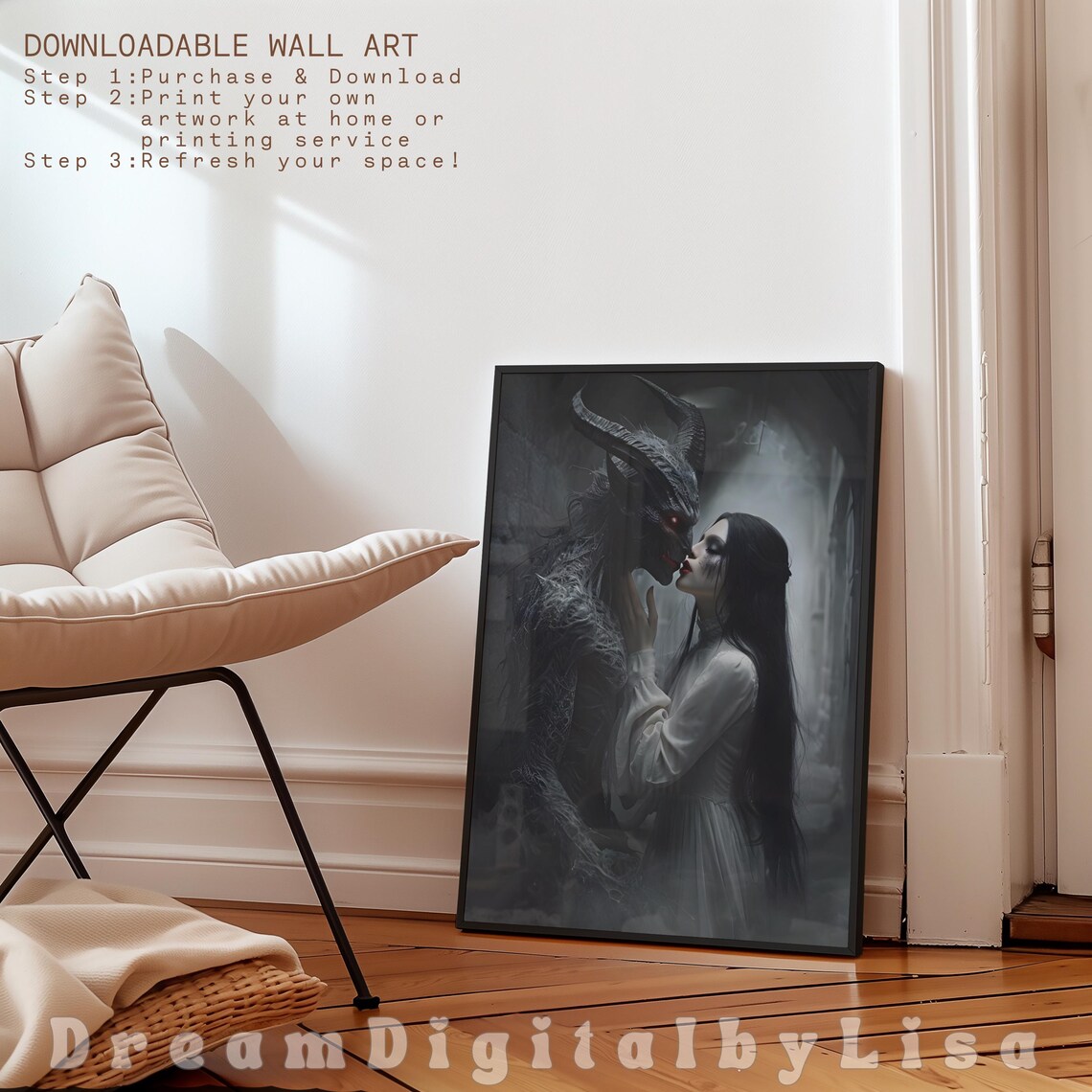Dark Romance Macabre Gothic Woman Art Print - Image 2