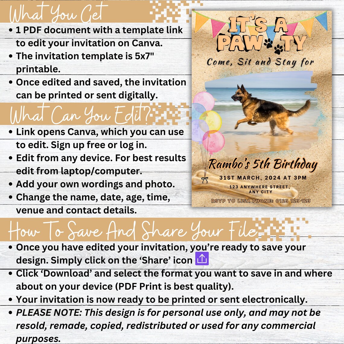 Dog Birthday Invitation With Photo Insert - Image 2