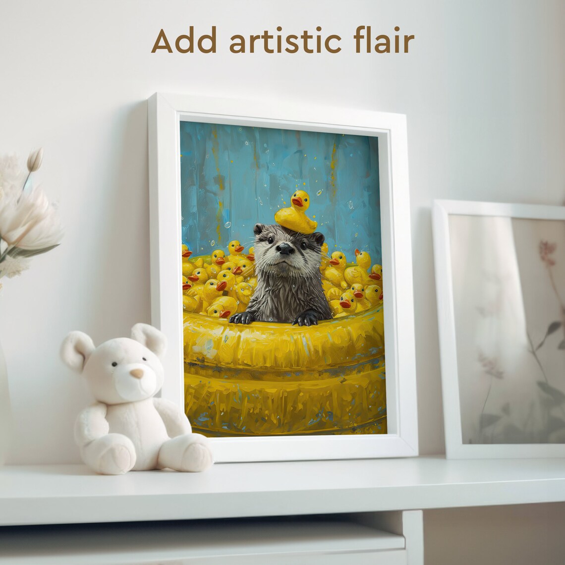 Funny Sea Otter Bathroom Wall Art Poster - Image 2