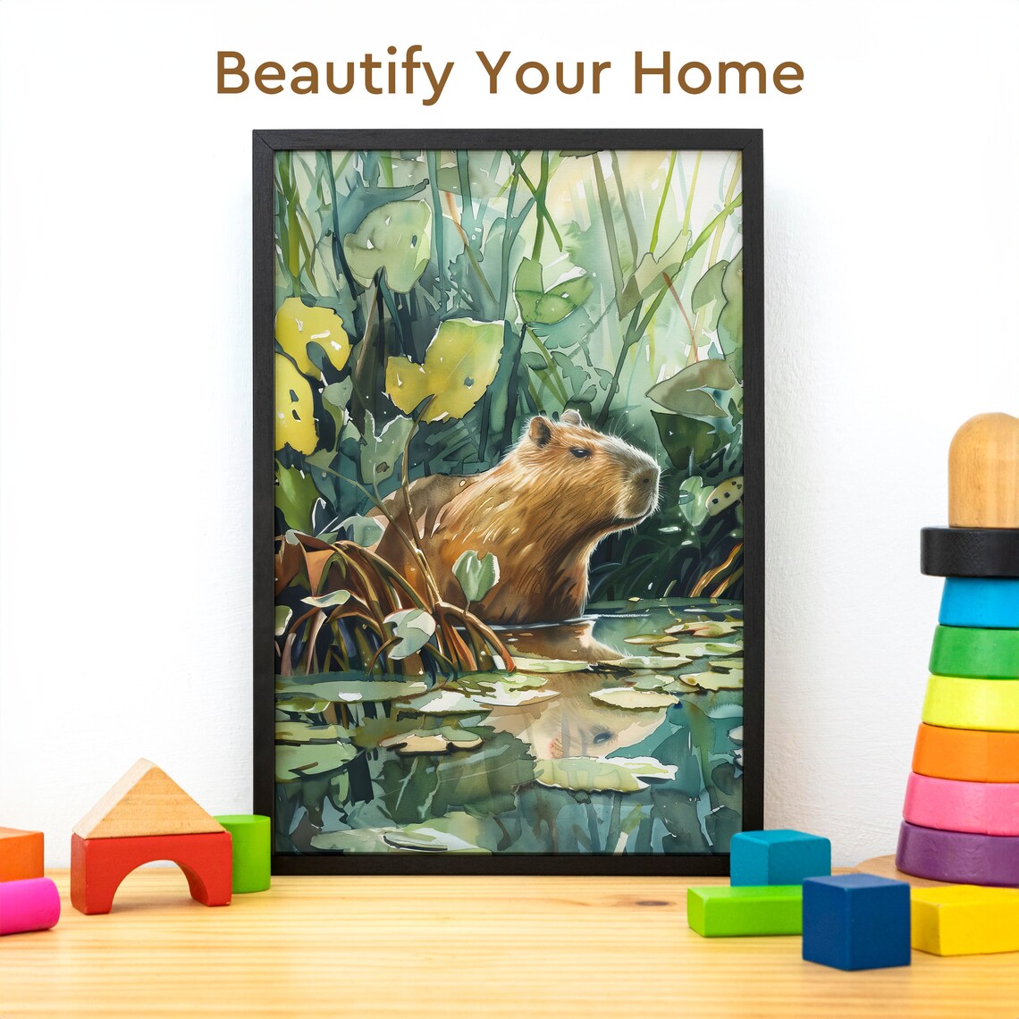Capybara Mangrove Forest Wildlife Vintage Nature Poster - Image 3