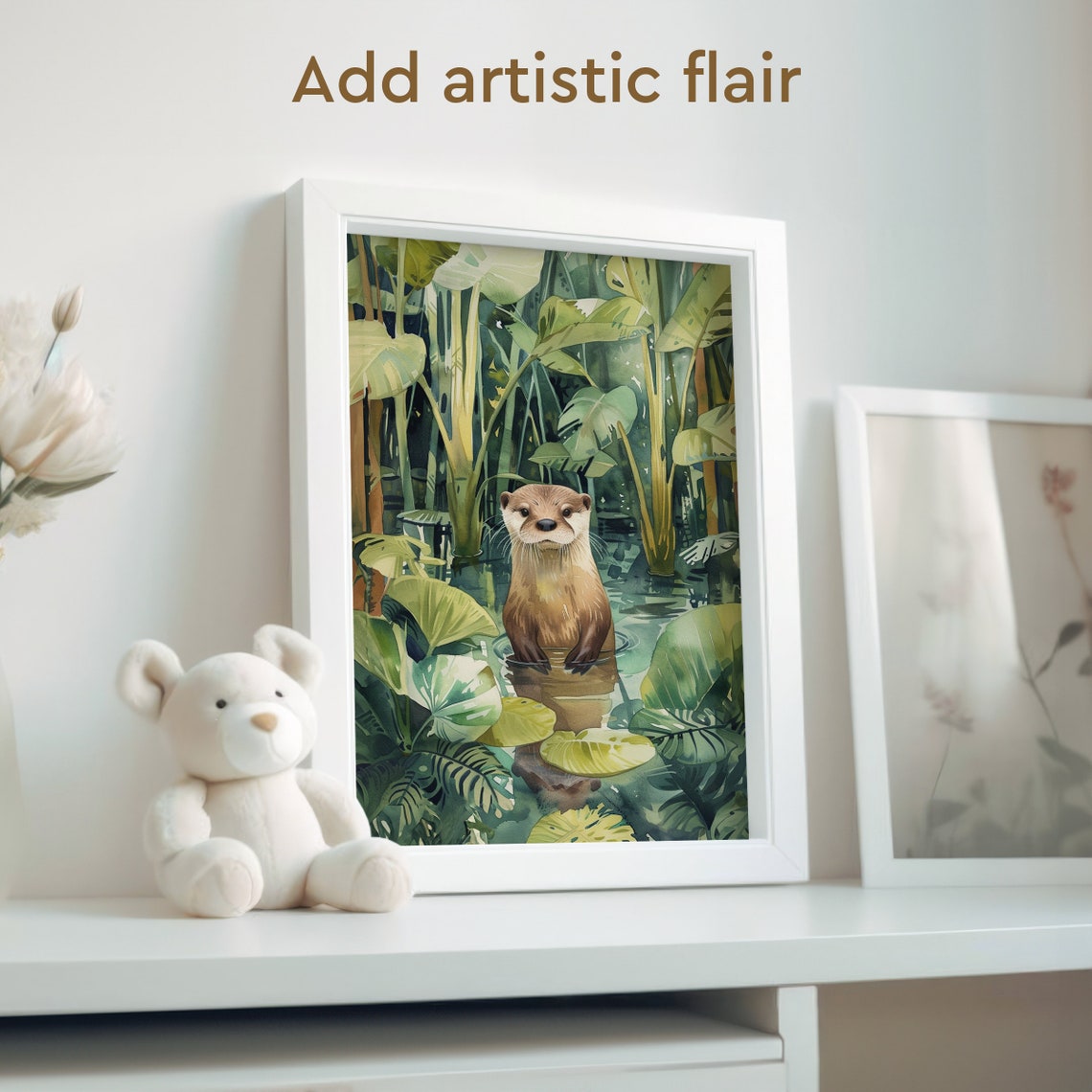 Otter Sitting in a Lush Tropical Mangrove Water Garden Poster - Image 2