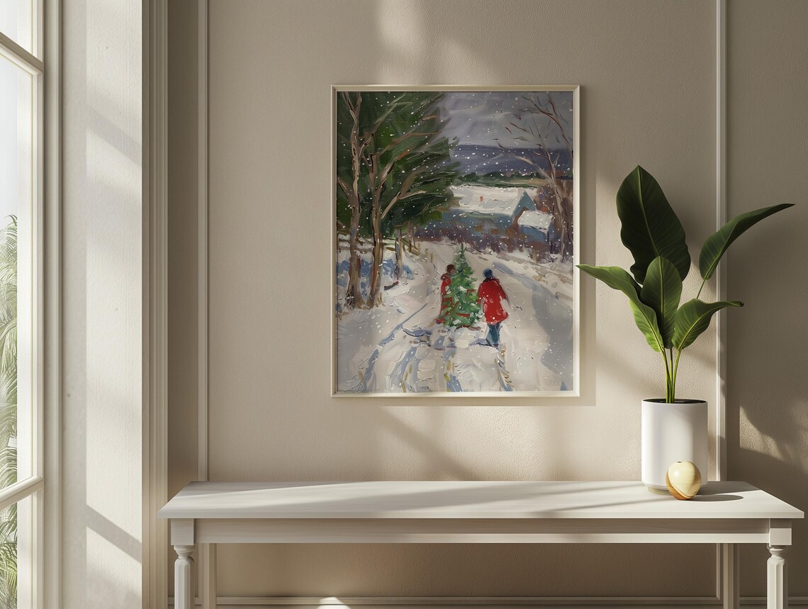 Taking Our Tree Home - Christmas Art Print - Image 2