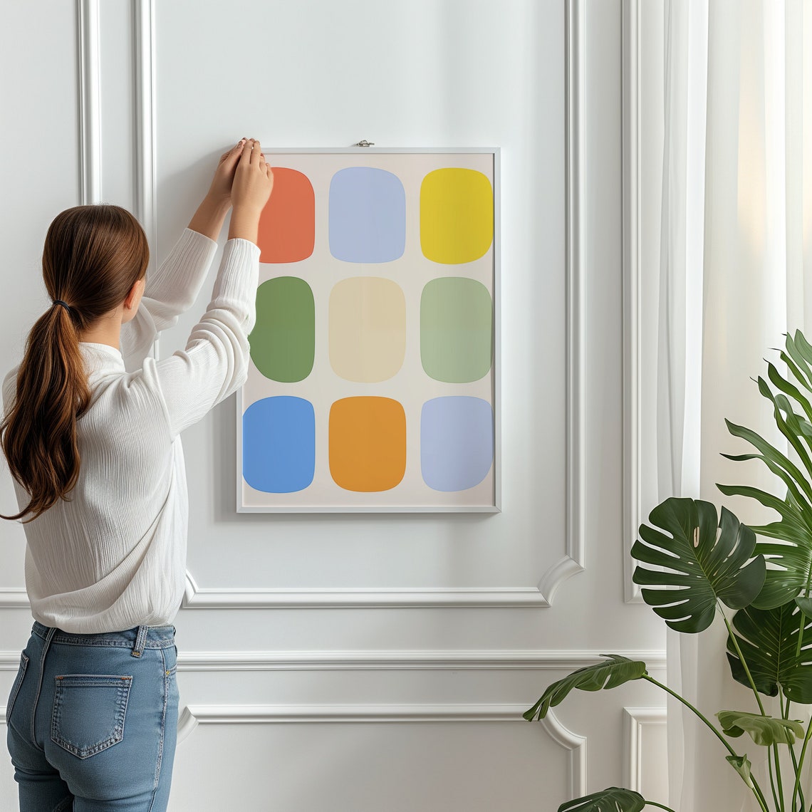 Mid Century Modern Geometric Shapes Pastel Tones Minimalist Art Print - Image 3