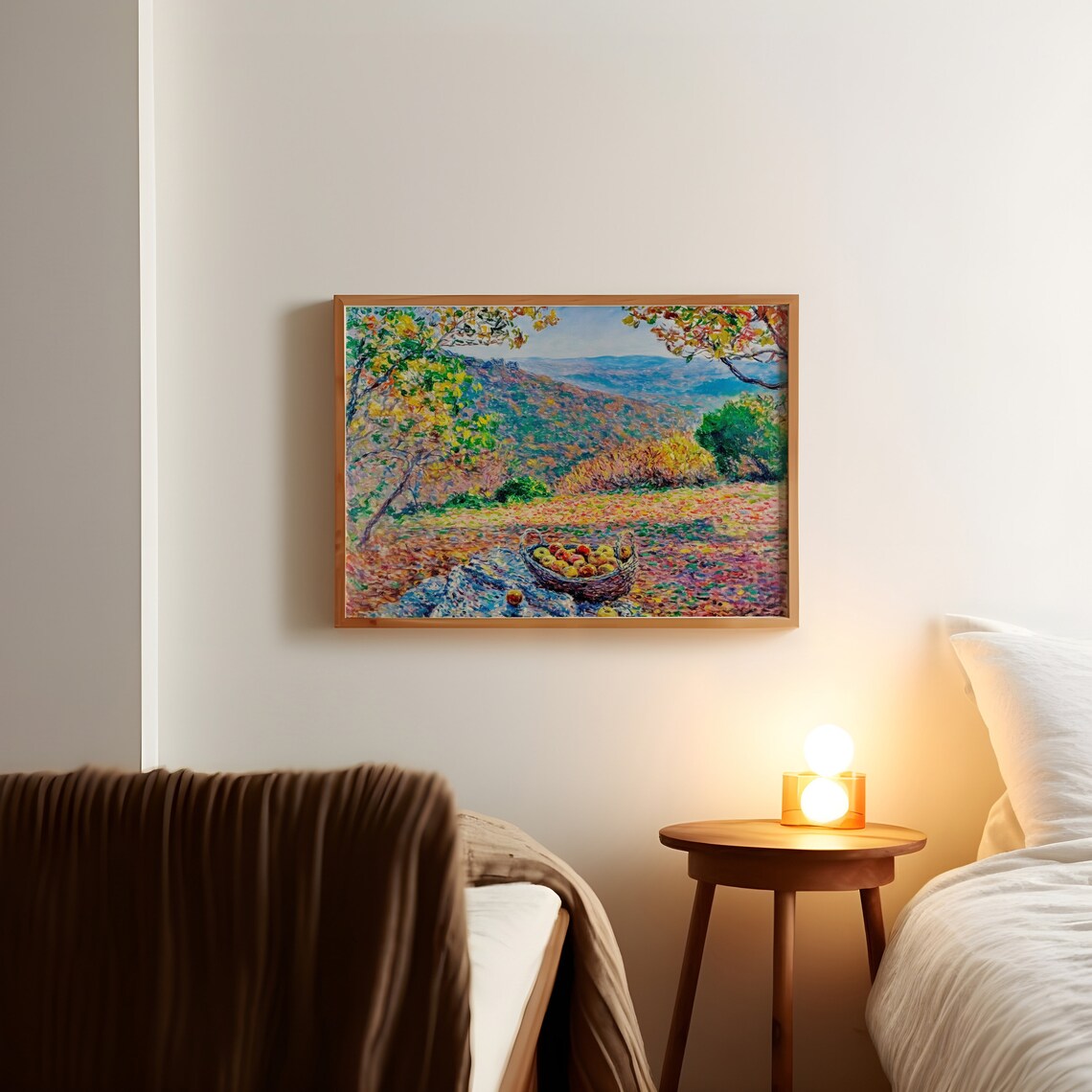 Mountain Picnic Autumn Vista Painting Colorful Fall Foliage Art Poster - Image 4