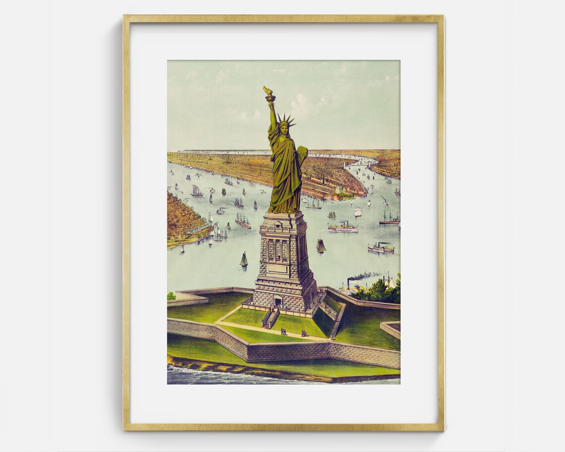 Statue Of Liberty New York Harbor Vintage 19th Century Print Poster - Image 2