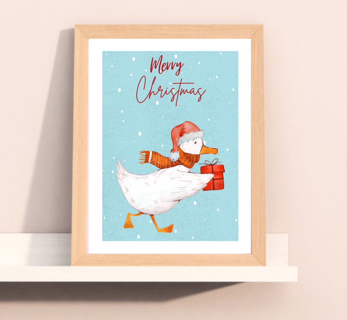 Christmas Goose Nursery Kids Room Wall Art Print - Image 3
