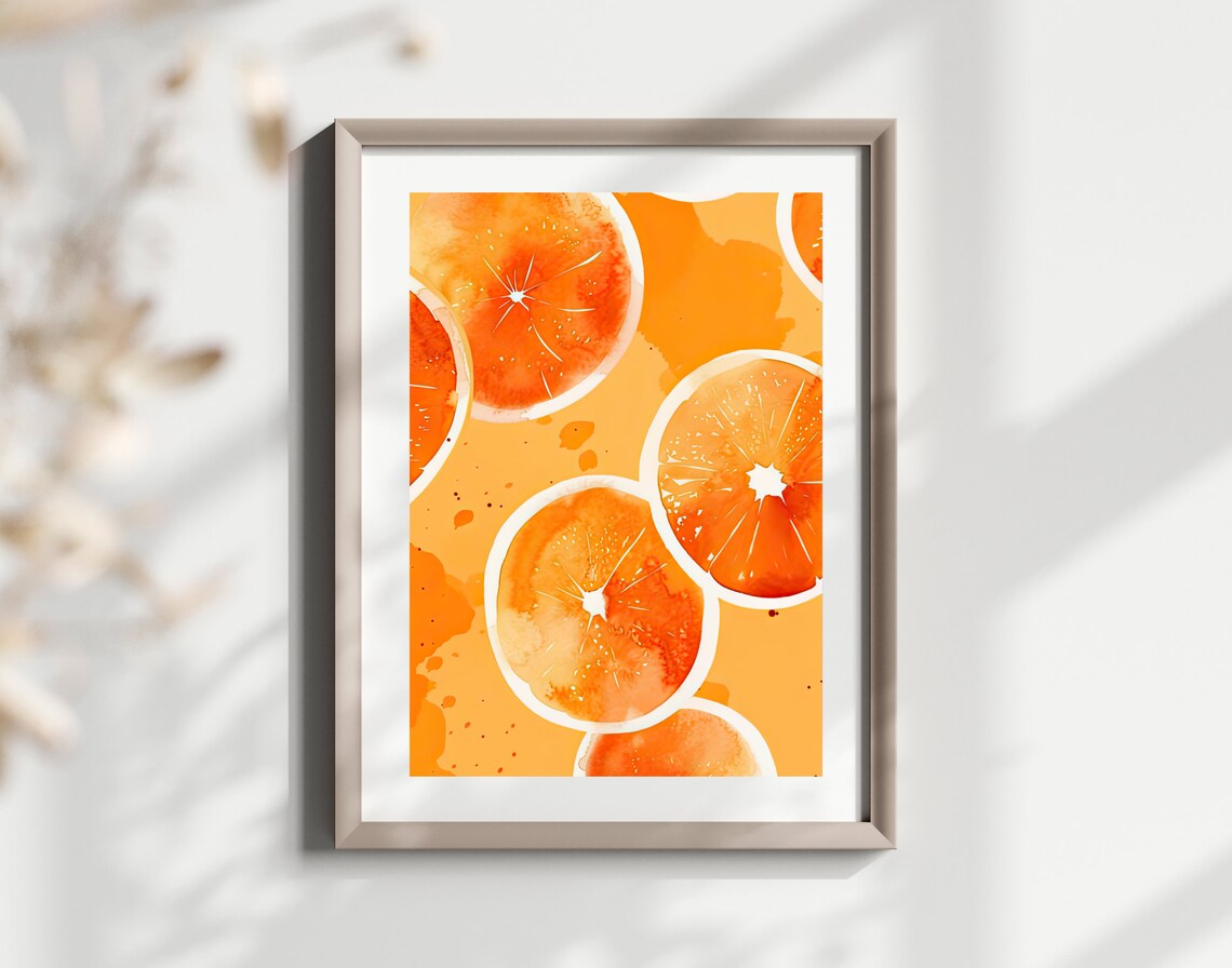 Orange Watercolor Art Print, Kitchen Decor - Image 2