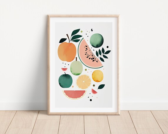 Fruit Print, Minimalist Kitchen Art Print