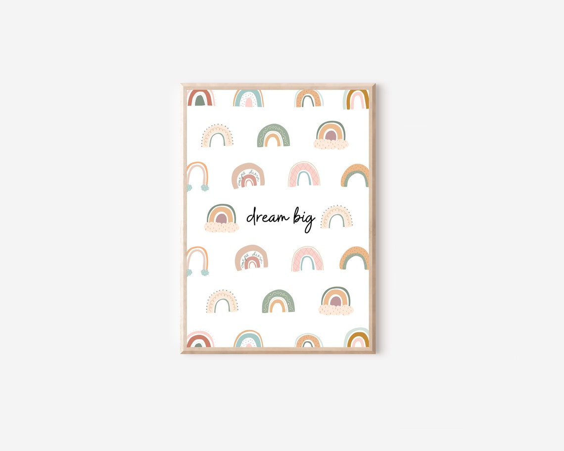 Boho Dream Big Rainbow, Nursery Wall Art Print - Image 4