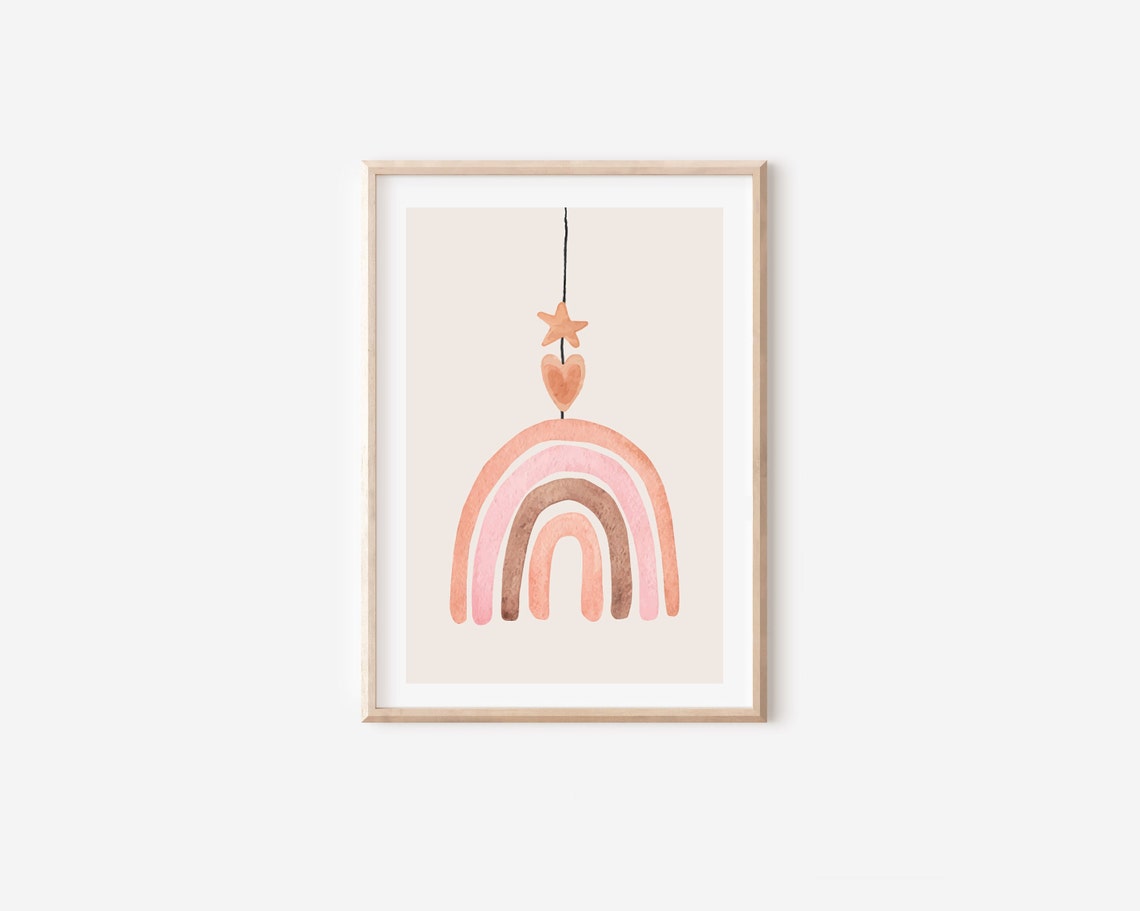Boho Minimalist Rainbow Nursery Wall Art Print - Image 4