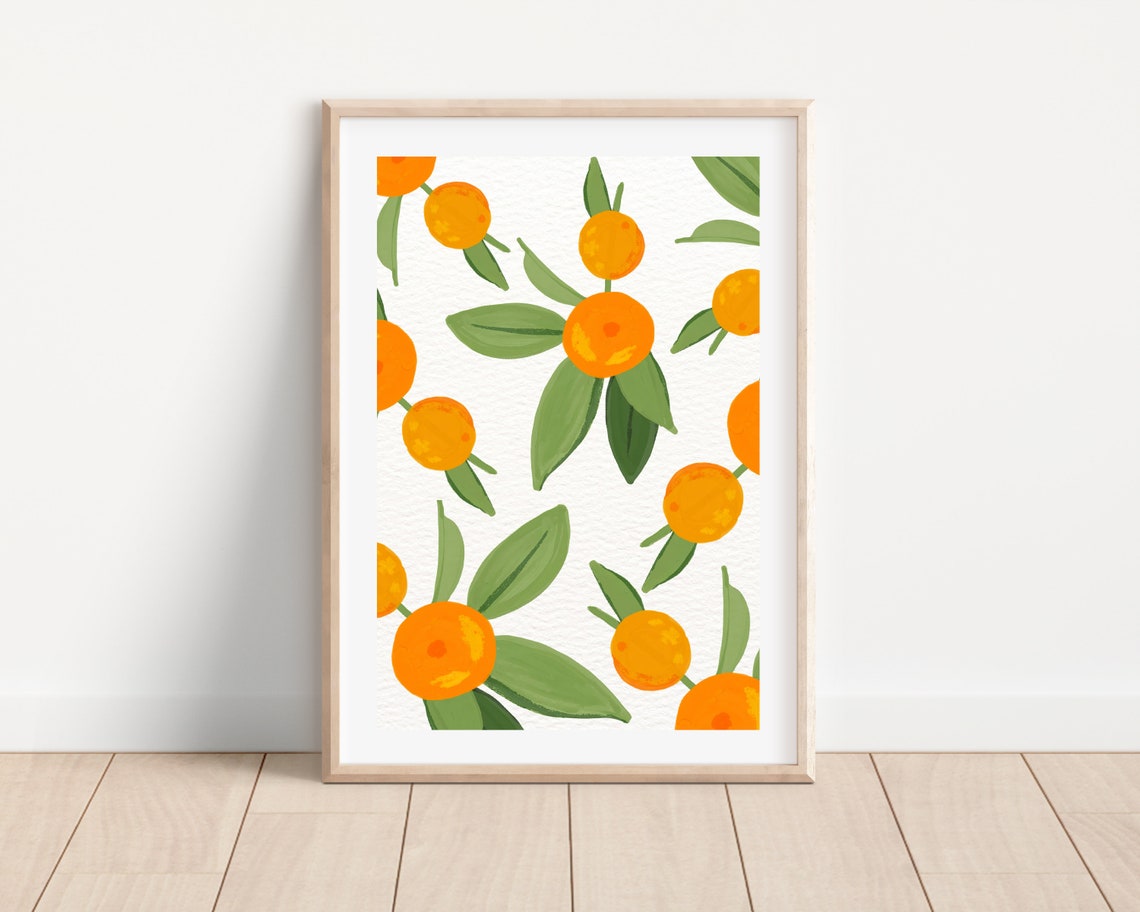 Watercolor Orange Citrus Fruit Art Print, Botanical