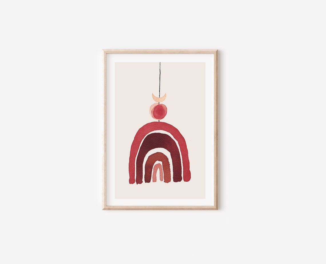 Boho Red Terracotta Rainbow Art Print, Nursery Decor - Image 4