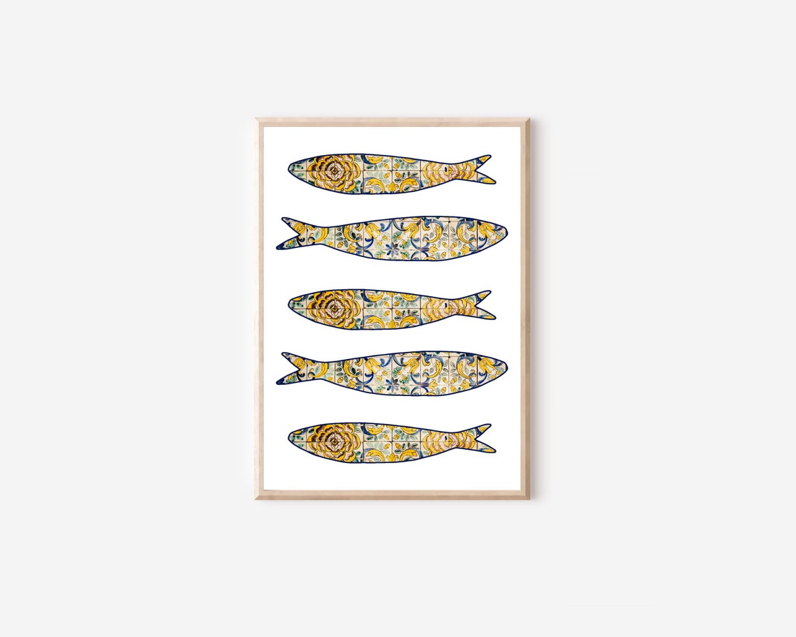 Portugal Boho Sardine Tile Art Print, Azulejo Style - Image 4
