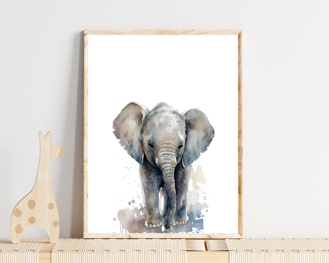 Elephant Animal Print For Nursery Baby Safari Animal Nursery Safari Animal Watercolor Wall Art Animal Nursery Wall Decor - Image 3