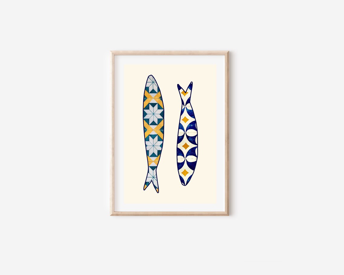 Portuguese Sardines, Boho Kitchen Decor Art Print - Image 4
